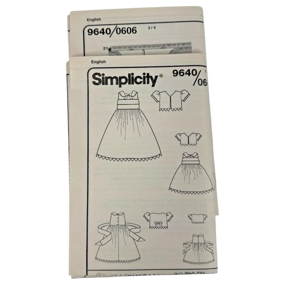 Daisy Kingdom Simplicity Sewing Pattern Dress Jacket 9640 Girl 5 6 7 8 Doll UC‎